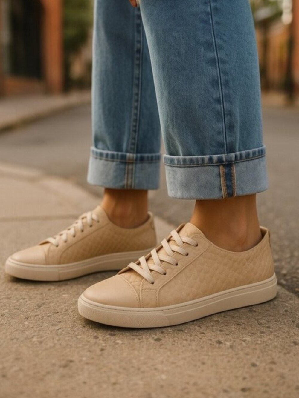 MADEWELL KAANAS Atacama Nude Pink Leather Sneakers 10 Croc Embossed Columbia
